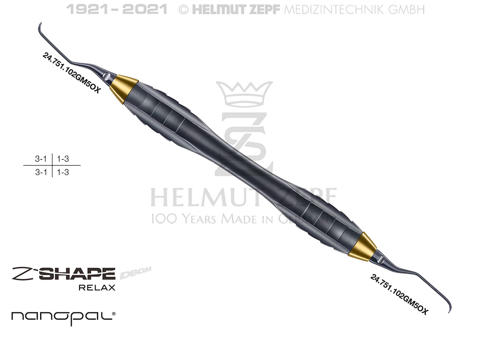 Curette Gracey M5 1/2 in Nanopal, Manico Z-Shape 24.221.01GM5OX Helmut Zepf