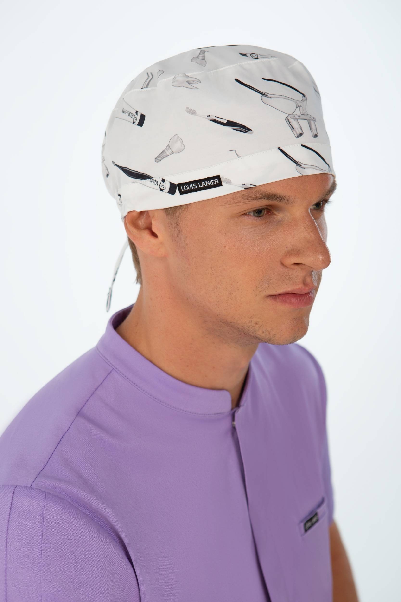 Dentistry White bandana unisex in tessuto di nuova generazione di Louis Lanier