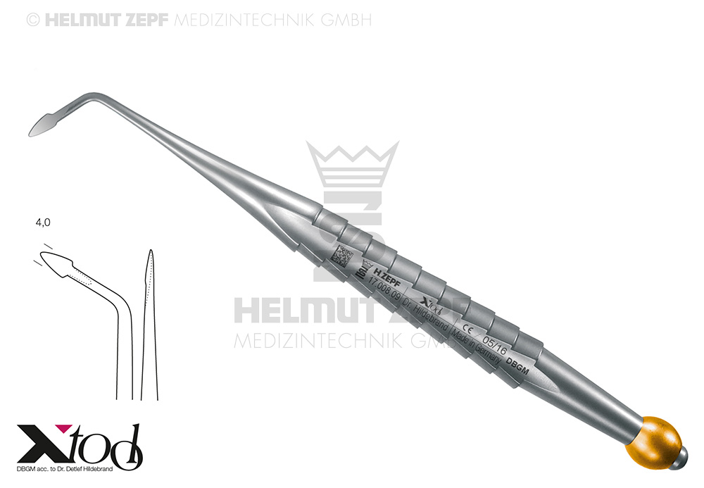 17.008.09 Syndesmotomo ricurvo 4.0 mm per mobilizzazione fibre di Sharpey