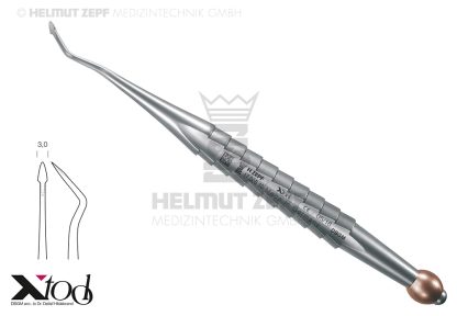 17.008.10 Syndesmotomo apicale ricurvo 3.0 mm per mobilizzazione fibre di Sharpey