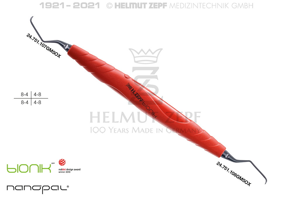 Curette 7/8 in Nanopal®M5 con manico Bionik 24.205.07GM5OX Helmut Zepf