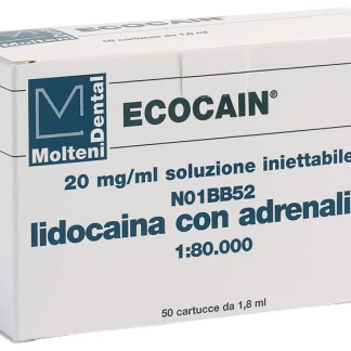 ECOCAIN BIANCA 2% - Lidocaina 20 mg/ml con ADRENALINA 1:80000 - 50 x 1,8 MOLTENI