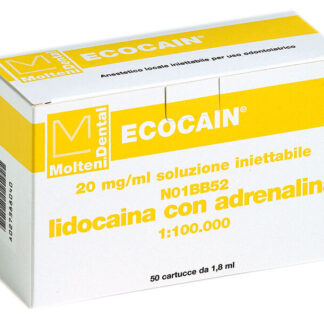 ECOCAIN GIALLA 2% - Lidocaina 20 mg/ml con ADRENALINA 1:10000 - 50 x 1,8 MOLTENI