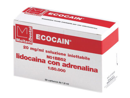 ECOCAIN ROSSA - Lidocaina 20 mg/ml con ADRENALINA 1:5000 - 50 x 1,8 MOLTENI