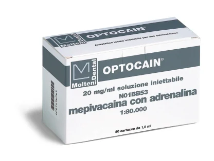 OPTOCAIN 2% mepivacaina cloridrato con adrenalina 1:8000 - 50 x 1,8 MOLTENI